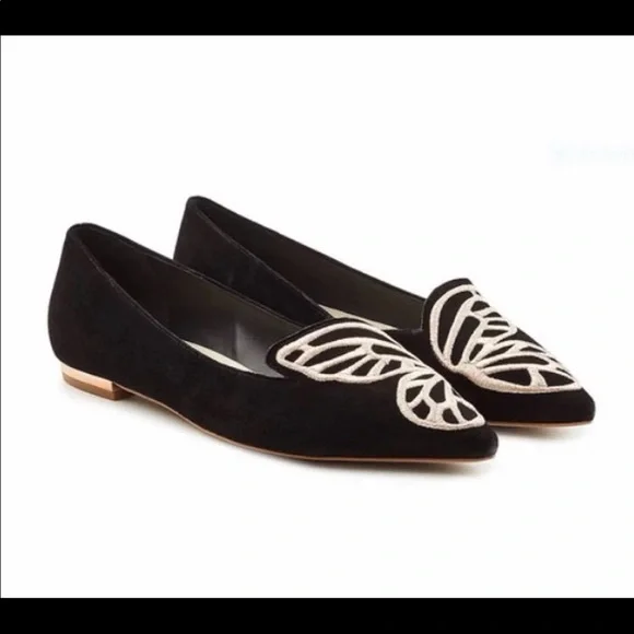 Sophia Webster Black and Cream Butterfly Loafers - Picture 2 of 8
